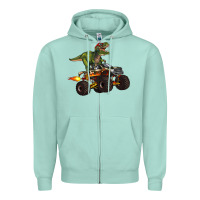 Seafoam monster truck and t rex dinosaur Zipper Hoodie - Artiststas