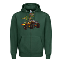 Sports Green monster truck and t rex dinosaur Zipper Hoodie - Artiststas