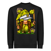 Black softball gnome Heavyweight Sweatshirt - SublimationCraftShop