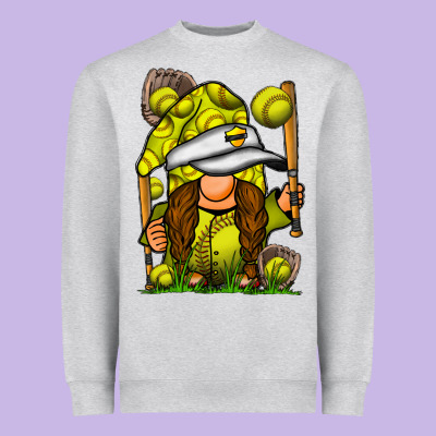 Softball Gnome Heavyweight Sweatshirt Designed By Sublimationcraftshop