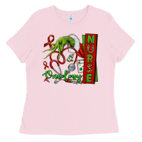Bubblegum Pink Christmas Character Nurse Ladies Tee - NancyCooperArtShop