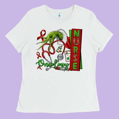 Christmas Character Nurse Ladies Tee Designed By Nancycooperartshop