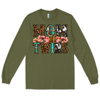Army Green mom of twins Long Sleeve Tee - OliviaCreatesArt