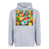 Heather Grey summer fruits Heavyweight Hoodie - BarkalooDesign