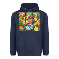 Navy summer fruits Heavyweight Hoodie - BarkalooDesign