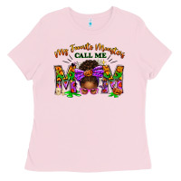 Bubblegum Pink My Favorite Monsters Call Me Mom Ladies Tee - texasbilliewilder