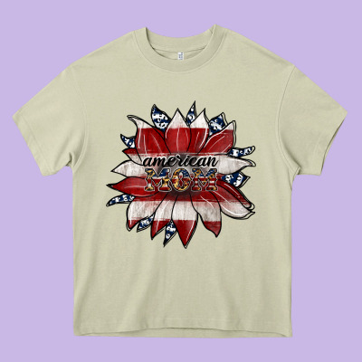 American Mom Heavy Core Tee Designed By Jahusdesignshop