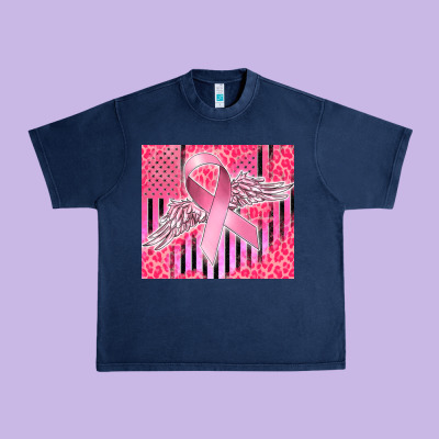 Cancer Awareness American Flag Urban Heavy Tee Designed By Cowgirlartshop