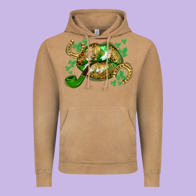 St. Patrick's Day Lips Vintage Hoodie Designed By Cowgirlartshop