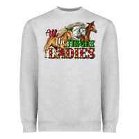 Heather Grey all the jingle ladies christmas horses Heavyweight Sweatshirt - LillyAllenDesigns