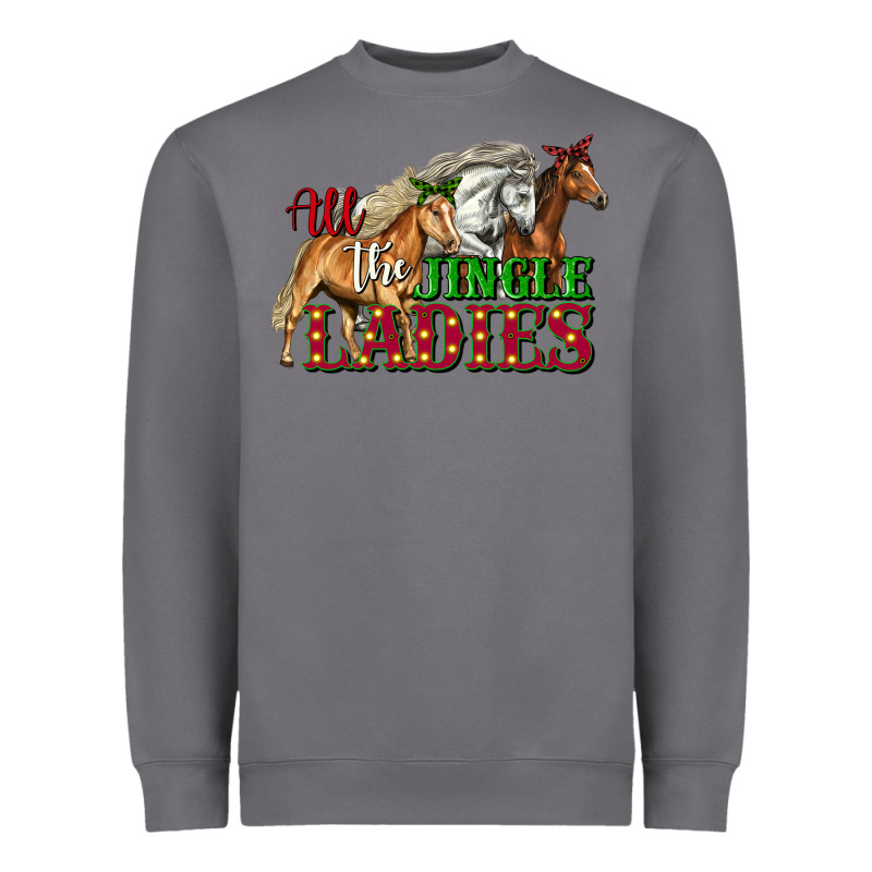 All The Jingle Ladies Christmas Horses Heavyweight Sweatshirt by LillyAllenDesigns | Teevron