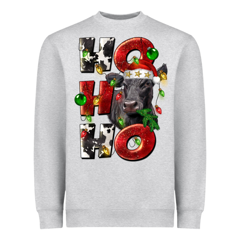 Christmas Ho Ho Ho Black Angus Heavyweight Sweatshirt by LillyAllenDesigns | Teevron