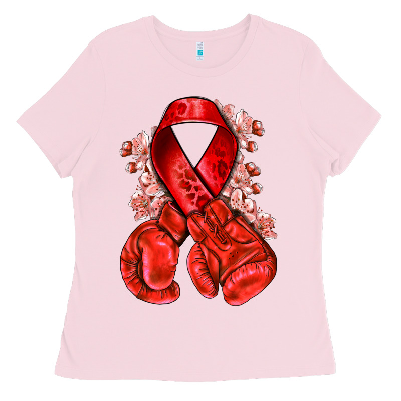 Red Ribbon With Boxing Gloves Ladies Tee by NancyCooperArtShop | Teevron