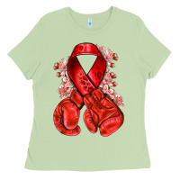 Matcha Red ribbon with boxing gloves Ladies Tee - NancyCooperArtShop
