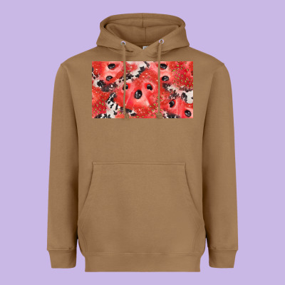 Watermelon Strawberry Cowhide Cup Heavyweight Hoodie Designed By Barkaloodesign