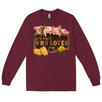 Burgundy just a girl who loves pig olivia Long Sleeve Tee - OliviaCreatesArt