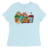 Baby Blue school bus driver coffee cups Ladies Tee - NancyCooperArtShop
