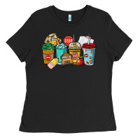 Black school bus driver coffee cups Ladies Tee - NancyCooperArtShop