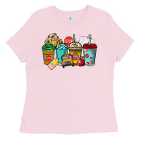 Bubblegum Pink school bus driver coffee cups Ladies Tee - NancyCooperArtShop