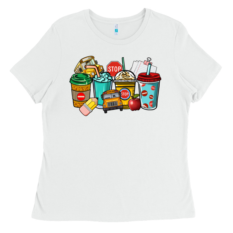School Bus Driver Coffee Cups Ladies Tee by NancyCooperArtShop | Teevron