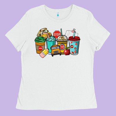 School Bus Driver Coffee Cups Ladies Tee Designed By Nancycooperartshop