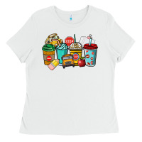 White school bus driver coffee cups Ladies Tee - NancyCooperArtShop