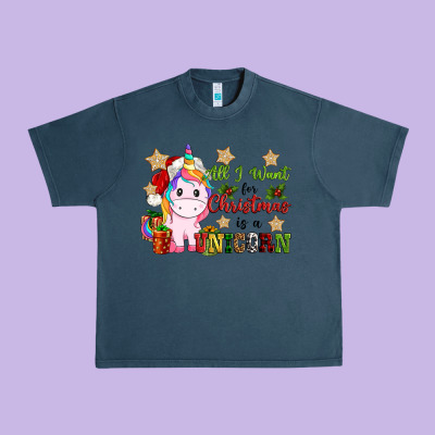 All I Want For Christmas Is A Unicorn Urban Heavy Tee Designed By Cowgirlartshop