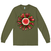Army Green Watermelon Sunflower Long Sleeve Tee - Jasminsmagicworld