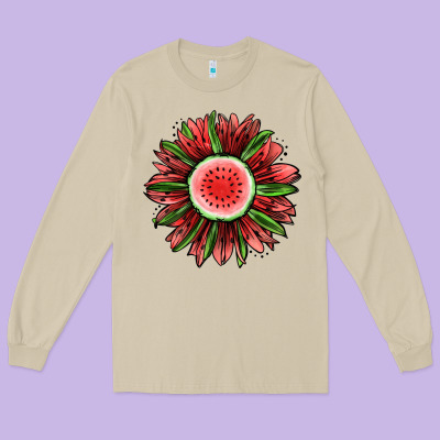 Watermelon Sunflower Long Sleeve Tee Designed By Jasminsmagicworld