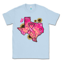 Dusty Blue Texas map Cancer Classic Tee - HowdyJamesFarm