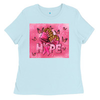 Baby Blue hope cancer nails Ladies Tee - NancyCooperArtShop