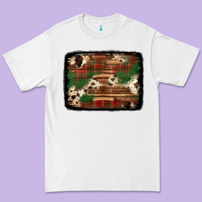 Christmas Buffalo Plaid Cowhide Background Premium Tee Designed By Jasminsmagicworld