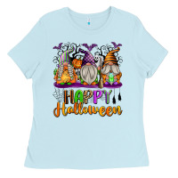 Baby Blue Happy Halloween Gnomes Ladies Tee - texasbilliewilder