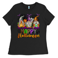 Black Happy Halloween Gnomes Ladies Tee - texasbilliewilder