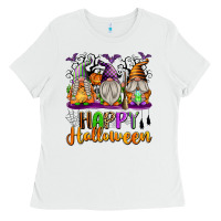 White Happy Halloween Gnomes Ladies Tee - texasbilliewilder