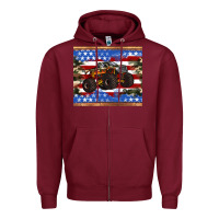 Burgundy monster truck american flag tumbler Zipper Hoodie - Artiststas