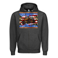 Charcoal Heather monster truck american flag tumbler Zipper Hoodie - Artiststas