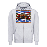 Heather Grey monster truck american flag tumbler Zipper Hoodie - Artiststas