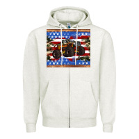 Oatmeal Heather monster truck american flag tumbler Zipper Hoodie - Artiststas