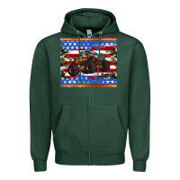 Sports Green monster truck american flag tumbler Zipper Hoodie - Artiststas