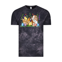 Easter Bunny And Chicks With Floral Vintage Tee | Teevron