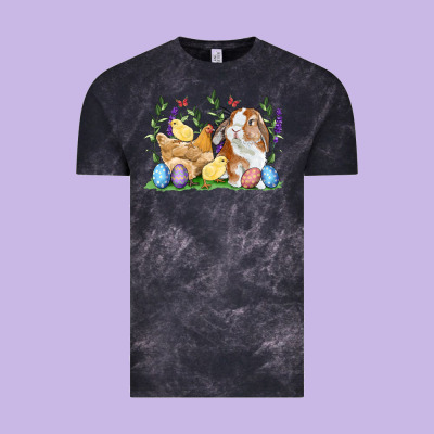 Easter Bunny And Chicks With Floral Vintage Tee Designed By Ranaportraitstore