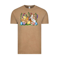 Vintage Coffee Easter bunny and chicks with floral Vintage Tee - RanaPortraitStore