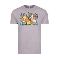 Vintage Zinc Easter bunny and chicks with floral Vintage Tee - RanaPortraitStore