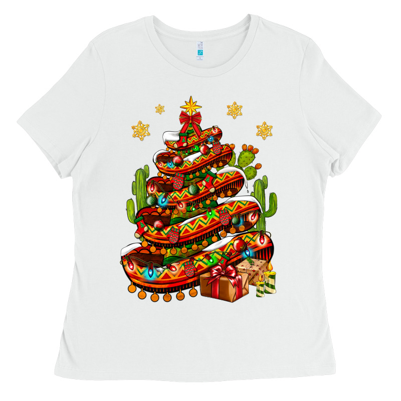 Christmas Feliz Navidad Sombrero Tree Ladies Tee by NancyCooperArtShop | Teevron