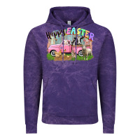Cloud Purple Happy Easter truck with farm animals Easter Day Vintage Hoodie - CowGirlArtShop