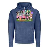 Vintage Denim Happy Easter truck with farm animals Easter Day Vintage Hoodie - CowGirlArtShop