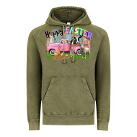 Vintage Olive Happy Easter truck with farm animals Easter Day Vintage Hoodie - CowGirlArtShop