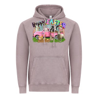 Vintage Zinc Happy Easter truck with farm animals Easter Day Vintage Hoodie - CowGirlArtShop