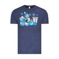 Vintage Denim winter snowman coffee cups Vintage Tee - CowGirlArtShop